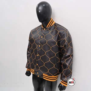 Veste en cuir PU personnalisée OEM pour hommes, style imprimé par sublimation dans la rue, mode automnale, veste universitaire Hip Hop, vêtements décontractés et amples - Product Image 6