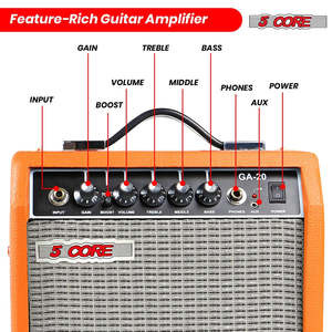 Amplificador de Guitarra Naranja de 5 Núcleos y 20W, Amplificador Portátil para Bajo Eléctrico y Acústico con Altavoz de 6.5 Pulgadas y Control de Ecualización - Product Image 4