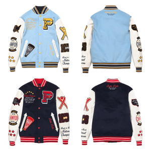 เสื้อแจ็คเก็ตวาร์ซิตี้ผ้าวูลปักลายแบบสั่งทำขายส่ง ปักด้วยด้ายขนสัตว์ทั้งตัว ติดกระดุม สำหรับผู้ชาย - Product Image 2