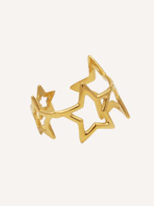 Bague YXQ R110 en acier inoxydable fin avec finition brossée dorée, exquise en forme d'étoile, durable et hypoallergénique - Product Image 1