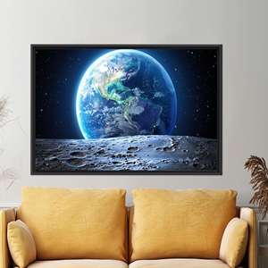 Starry Sky Printed <b>Canvas</b> Artwork | Elegant Night View Wall Decor,1P:Black <b>Framed</b> - Product Image 1