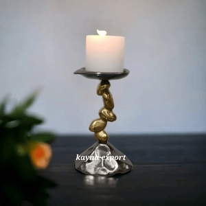 Soporte de vela de Metal de aluminio de nuevo diseño artesanal, dorado y plateado con acabado Decoración de mesa, soporte de vela de Metal - Product Image 2