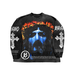 Sweat-shirt à col rond unisexe sur mesure 2026, taille plus, 100% coton, 320 g/m², pull uni, écologique, respirant, impression OEM ODM - Product Image 3