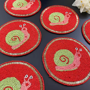 Posavasos de cuentas de vidrio portátiles hechos a mano, posavasos clásicos con respaldo de poliéster (4x4 pulgadas) para regalos religiosos y de Iglesia - Product Image 1