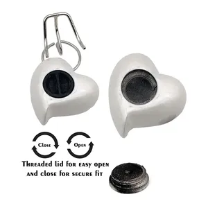 Urna de cremación de recuerdo de perla de corazón blanco con soporte Diseño hecho a mano Urna de cremación de corazón para adultos - Product Image 6