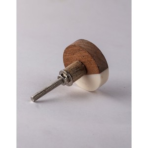 Boutons de tiroir en bois ronds en laiton brun tricolore et blanc boutons d'armoire de porte de placard moderne en bois de couleur claire - Product Image 3