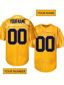 เสื้อฟุตบอลอเมริกันสำหรับผู้ชายปรับแต่งได้ชื่อและหมายเลขเสื้อฟุตบอลปักลายคอวีทรงหลวมใส่ได้ทุกฤดู - Product Image 2