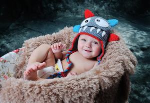 หมวกไหมพรมถักมือ EFANBEANIE ลายมอนสเตอร์ สีเทา ฟ้า ชมพู สำหรับเด็กหญิงและเด็กชาย หมวกบีนนี่พกพาสะดวกสำหรับเด็ก - Product Image 2