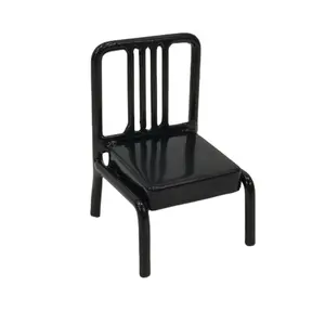 Silla de banco en Miniatura de Metal para casa de muñecas, accesorios de muebles en miniatura de hierro negro, nuevo diseño, gran oferta