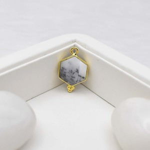 Pendentif agate dendritique forme hexagonale or vermeil 925 ensemble de lunette en argent sterling breloque à caution unique bijoux élégants cadeau pour enfants - Product Image 3