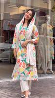 NOUVEAU DESIGNER – Ensemble Kurti et Dupatta en satin imprimé numérique fantaisie pour femme, idéal pour les soirées décontractées et les occasions spéciales