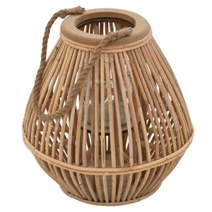 Charmant bougeoir suspendu en rotin rustique pour une ambiance intérieure ou extérieure chaude et confortable - Product Image 2