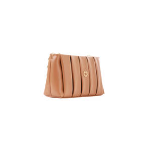 Bolso de hombro a rayas de cuero color canela - Product Image 3