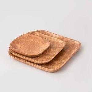 Platos de servicio únicos para cocina, Juego de 4 platos de servicio de madera de color Natural para Hotel, restaurante, vajilla - Product Image 6