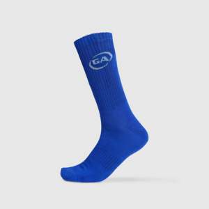 Chaussettes de sport montantes personnalisables bleues pour l'automne, brodées, respirantes et anti-transpiration - Product Image 1