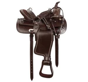 Selle de cheval de course Western Barrel la plus vendue | Selle Western en cuir marron de qualité supérieure pour le rodéo, le trail et l'équitation - Product Image 1