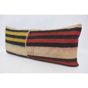 Almohada de refuerzo de lana de 16x36 pulgadas a rayas rojas, antideslizante, ecológica, extraíble, lavable, de lujo, bohemio, Vintage, hoja de planta Floral - Product Image 4