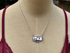 Collar de plata turquesa caballo salvaje hecho a mano, joyería de estilo bohemio minimalista - Product Image 6