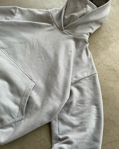 Sweat à capuche ample et décontracté pour homme, 100% coton tricoté, délavé à l'acide et au sel, motif uni, style streetwear vieilli - Product Image 4