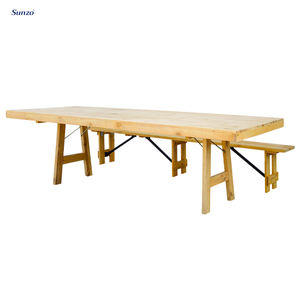 <span class=keywords><strong>Table</strong></span> <span class=keywords><strong>de</strong></span> ferme <span class=keywords><strong>pliante</strong></span> en bois vintage avec chaise siège salle à manger banquet mariage événement restaurant extérieur - Product Image 2