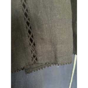 <b>Black</b> Asymmetrical Lace <b>Linen</b> Satin <b>Shirt</b> Woven Cotton Tank Top with Woven Style Print Loose Fit XL L Sizes for Summer Parties - Product Image 4