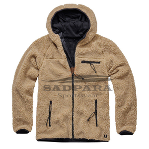 Vestes pour hommes de qualité supérieure personnalisées épais imperméable réversible Sherpa Teddy polaire vêtements d'extérieur pour l'hiver Style décontracté - Product Image 4