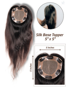 100% vierge Remy indien cheveux Topper naturel brun noir Double dessiné soie Base perruque pour les femmes 5x5 Topper perruques de cheveux humains - Product Image 5