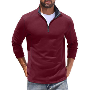 <b>Men's</b> Regular Fit <b>Quarter</b> Zipper Sweatshirt Lightweight Long Sleeve Thermal Pullover Durable Style Sweatshirts for <b>Men</b> - Product Image 2