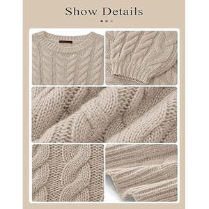 เสื้อถักไหมพรมคอลูกเรือหนาหนาสำหรับผู้หญิงเสื้อสเวตเตอร์ถักแบบสวมหัวขนาดพลัสไซส์ออกแบบได้ตามต้องการ - Product Image 6