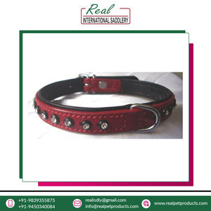 Colliers de cou en cuir 100% de qualité supérieure les plus vendus pour chiens avec décoration en cristal Origine de l'Inde - Product Image 4
