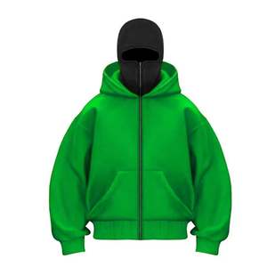 Sweat-shirt à capuche streetwear pour adolescents, automne, poids lourd, logo personnalisé brodé, cagoule, fermeture éclair intégrale, double capuche, uni, long - Product Image 3