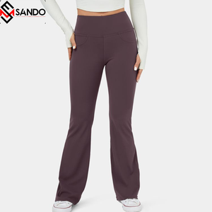 Wholesale Custom Women's High Waist <b>Leggings</b> Breathable Quick <b>Slimming</b> Yoga Pants Flare <b>Leggings</b> for Gym Workout - Product Image 1