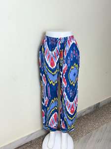 Pantalon de pyjama décontracté à motif géométrique Pantalon en coton abstrait bleu et rouge Comfort Fit Summer Lounge Bottoms Casual - Product Image 2