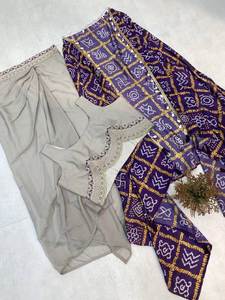 Blouse KOTI imprimée de style occidental fantaisie avec bas occidental pour soirée - Réversible et respirant - Product Image 2