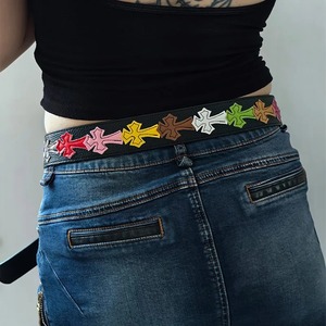 Nuevos hombres mujeres colorido Corss hierro Transferencia de Calor cinturón impreso Lychee patrón gótico accesorios 3,8 cm de ancho vaquero occidental Punk - Product Image 4