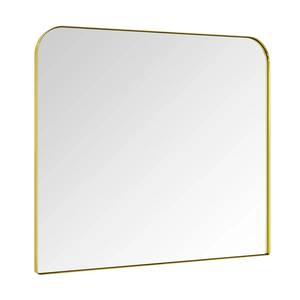 Modern Gold Square Art Deco Lighted <b>Wall</b> <b>Mirror</b> Wide Horizontal <b>Hanging</b> Decor for Wedding Entryway Bedroom - Product Image 1