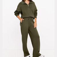 Nouvel arrivage de survêtements personnalisés à demi-fermeture éclair en coton et en polyester tendance pour femmes ensemble sweat-shirt et pantalon de survêtement décontractés de haute qualité
