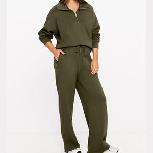 Nouvel arrivage de survêtements personnalisés à demi-fermeture éclair en coton et en polyester tendance pour femmes ensemble sweat-shirt et pantalon de survêtement décontractés de haute qualité - Product Image 2