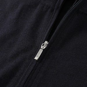 Suéter con cremallera para hombre negro de lana merino 100% personalizado, cárdigan de punto con doble cremallera, suéter, Chaqueta de punto para hombre - Product Image 5