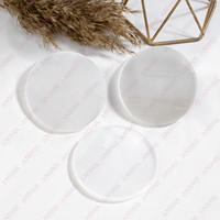 Plaque Ronde en Sélénite Blanche Polie Lisse de 3 Pouces, Qualité AAA Écologique pour la Méditation, la Recharge et la Purification
