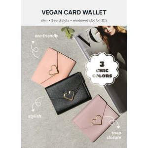 Portefeuille court en cuir vegan A+ Porte-cartes fin avec fermeture ouverte Protection RFID Doublure en polyester PU avec motif de logo - Product Image 4