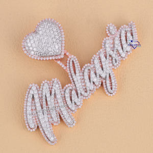 Bling Iced out 14KT Rose Gold Lab Grown Diamond Collar Personalizado Diseño Personalizado Colgante Regalo para Mujeres para Fiesta - Product Image 2