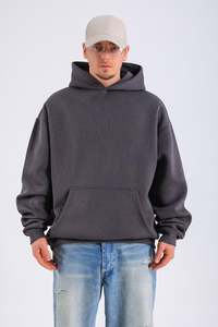 Sweat-shirt à capuche long surdimensionné pour homme en molleton 100% coton, personnalisé OEM, avec poche, tendance hiver 2024, logo brodé, qualité supérieure - Product Image 2