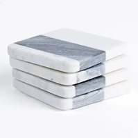 Sous-verres en marbre de qualité supérieure conception personnalisée métal épais incrusté motif carré ensemble de sous-verres en pierre tapis de cuisine décoratifs de table tampons