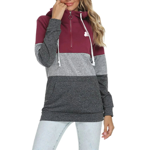 Nueva llegada Su propio diseño OEM ODM Servicio Señoras Color Block Hoodie 2024 Nueva llegada Zip up Hoodies para la venta - Product Image 1
