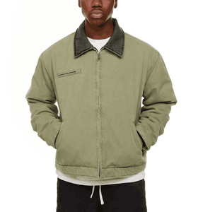 Chaqueta de trabajo de invierno gruesa de algodón de lona personalizada de alta calidad para Hombres estilo de calle alta OEM fabricante bajo MOQ chaqueta con cremallera - Product Image 5