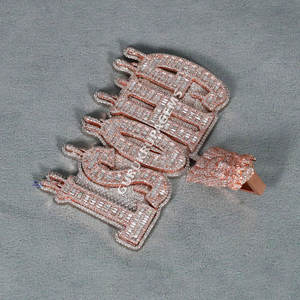 จี้เพชรทรงฮิปฮอป925สเตอร์ลิงประกายเพชรทรงกลมและบาแกตต์สำหรับผู้ชายให้เย็นลงอย่างงดงาม - Product Image 6