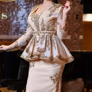 STUNNING & ELEGANT EMBROIDERY on <b>JACKET</b> WITH KARAKOU DRESS on WITH Embellished WITH CRYSTAL GLASS BEADS,STONE,DABKA WORK @ 2024 - Product Image 1