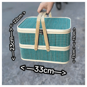 Panier de pique-nique en bambou, cadre en bambou avec doublure en tissu pour l'emballage de paniers gourmands et l'organisation de pique-niques, Vietnam - Product Image 5