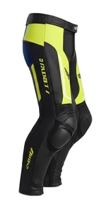 Pantalon de moto en cuir haute visibilité pour homme, style professionnel, avec protection renforcée et protections CE pour les genoux - Product Image 4